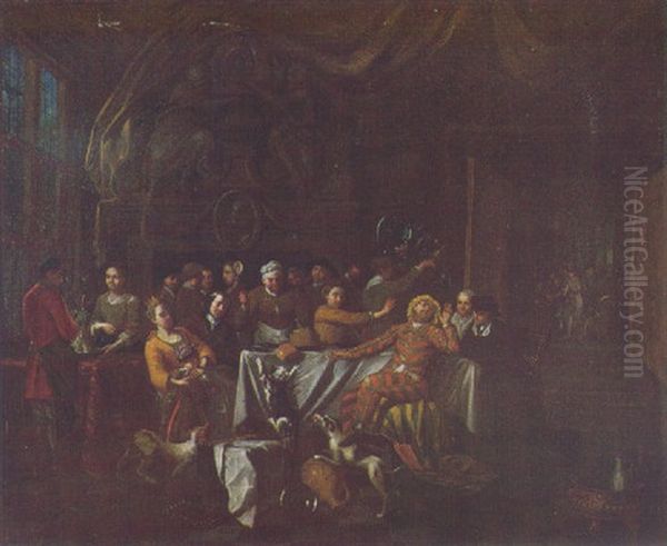 Scene De Banquet Oil Painting by Jan Baptist Lambrechts