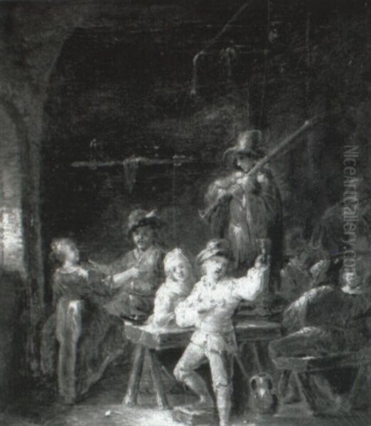 Tavern Scene Oil Painting by Jan Baptist Lambrechts