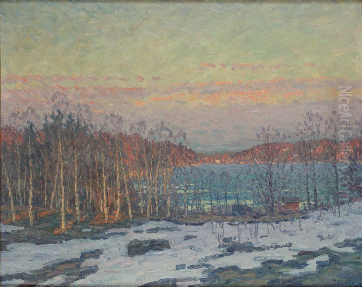 Vinterlandskap Oil Painting by Wilhelm Behm