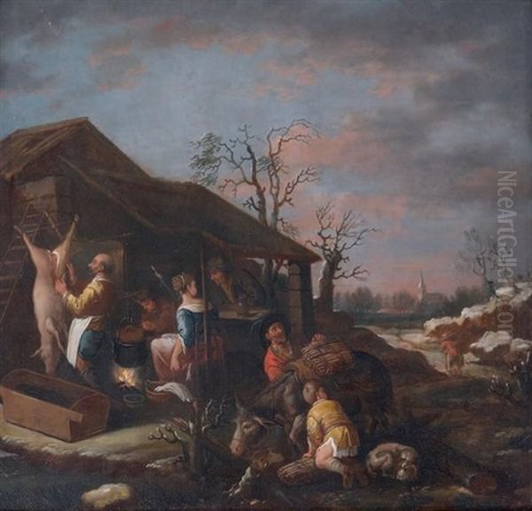 Scene De Repas Avec Un Joueur De Luth Dans Un Interieur Oil Painting by Christoffel Jacobsz. Van Der Lamen