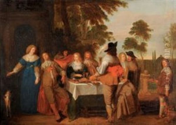 Le Dejeuner Dans Un Parc Oil Painting by Christoffel Jacobsz. Van Der Lamen