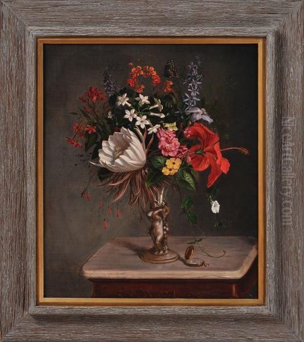 Still Life With Flowers Oil Painting by Gustavus Adolphus Behne