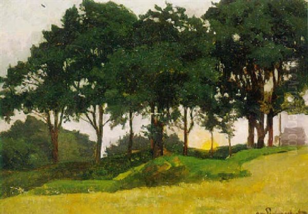 Hugelige Landschaft Mit Alten Baumen Oil Painting by Otto Laemmerhirt