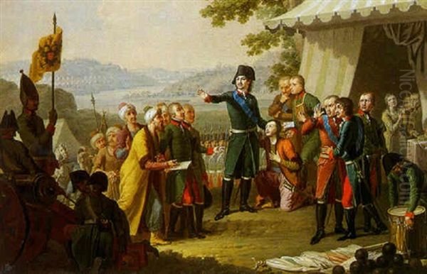 La Defaite De Pierre Le Grand Au Siege De La Ville D'asov En 1711 Oil Painting by Johann Baptist Lampi the Elder