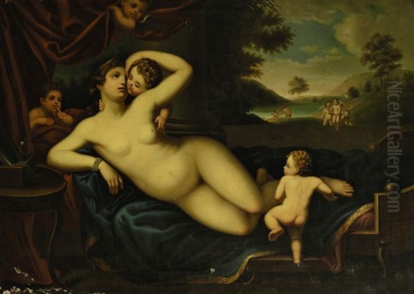 Venus Mit Amoretten Oil Painting by Johann Baptist the Younger Lampi