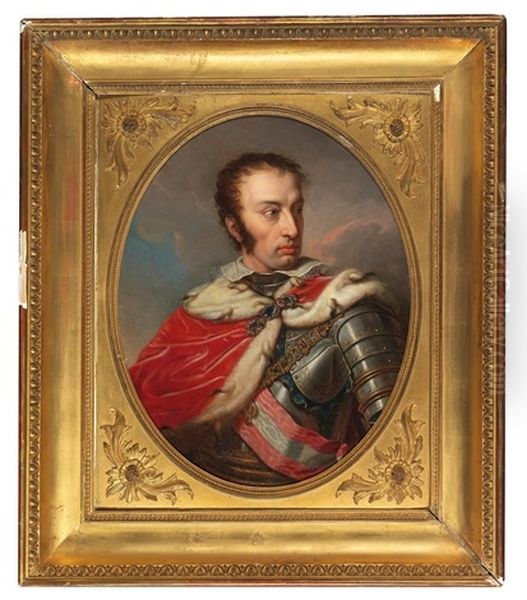 Portrait Of Field Marshal Archduke Charles Of Austria-teschen Oil Painting by Johann Baptist the Younger Lampi