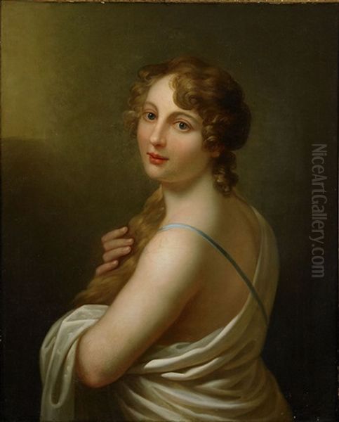 Portrait Of A Lady Oil Painting by Johann Baptist the Younger Lampi