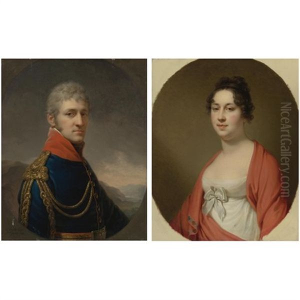 Portrait Of Anton Josef Edler Von Leeb, Mayor Of Vienna (+portrait Of Theresia Von Leeb; Pair) Oil Painting by Johann Baptist the Younger Lampi