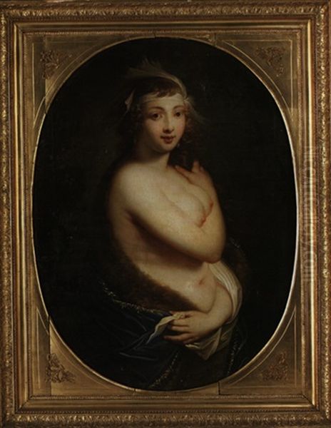 Halbakt-bildnis Der Jungen Ehefrau Des Malers P.p. Rubens Helene Fourment Oil Painting by Johann Baptist the Younger Lampi