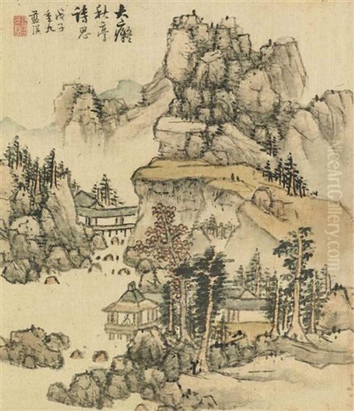 Autumn Pavilions Oil Painting by Lan Ying