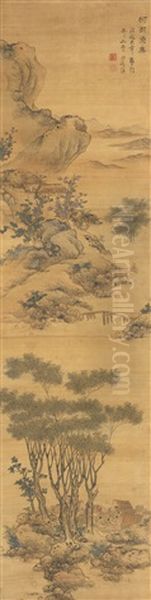 Fishermen Gathering On A Willow Lake Oil Painting by Lan Ying