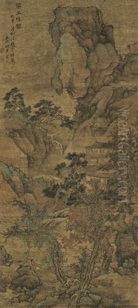 Pavilions In The High Mountains Oil Painting by Lan Ying