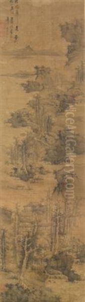 Landscape (after Wu Zhen) Oil Painting by Lan Ying