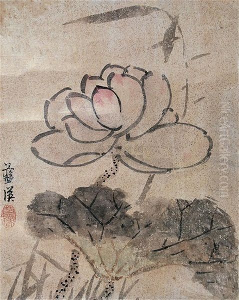 Lotus Oil Painting by Lan Ying