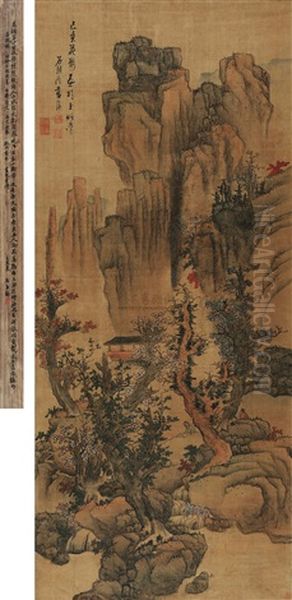 Pavilion In The Mountains Oil Painting by Lan Ying