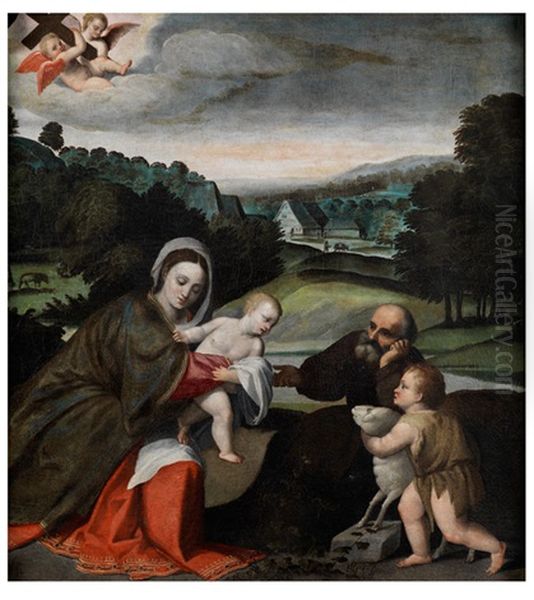 Die Heilige Familie Mit Dem Johannesknaben Oil Painting by Polidoro De Renzi
