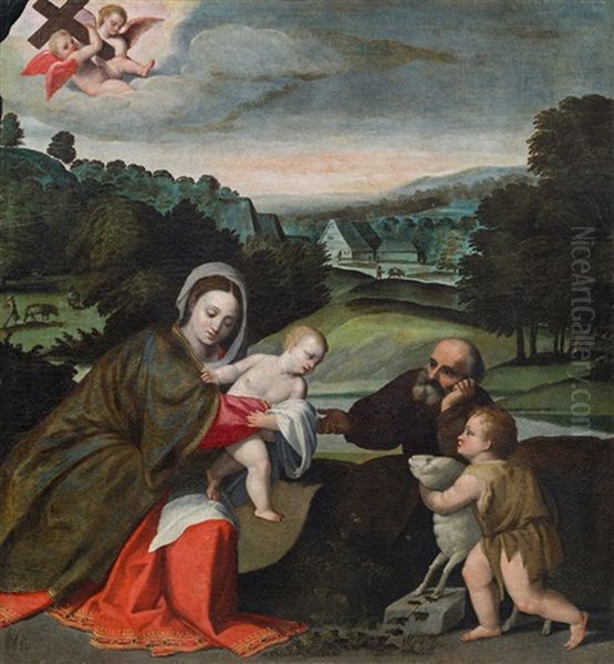 Heilige Familie Mit Dem Johannesknaben Oil Painting by Polidoro De Renzi