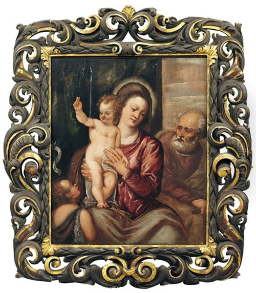 Sacra Famiglia Con San Giovannino Oil Painting by Polidoro De Renzi