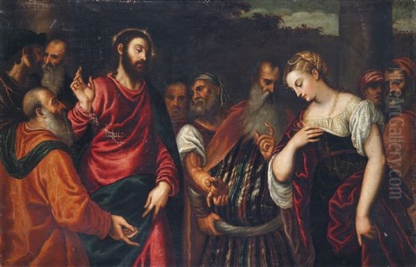 Christus Und Die Ehebrecherin Oil Painting by Polidoro De Renzi