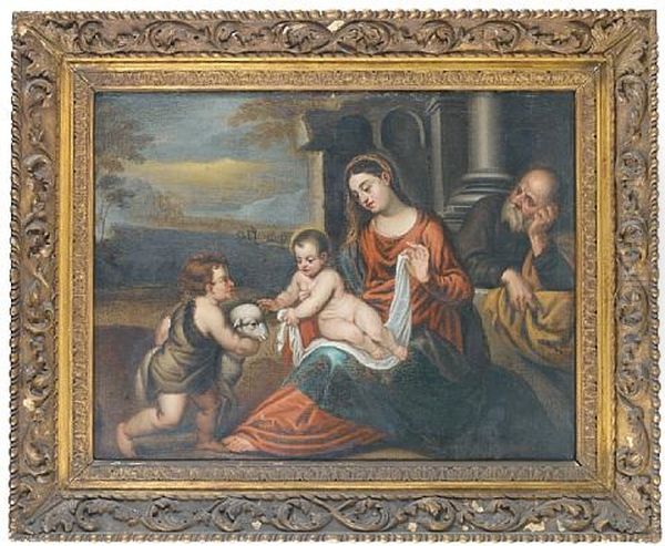 The Holy Family With The Infant Saint John The Baptist Oil Painting by Polidoro De Renzi
