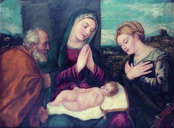 La Sainte Famille Et Sainte Catherine Oil Painting by Polidoro De Renzi