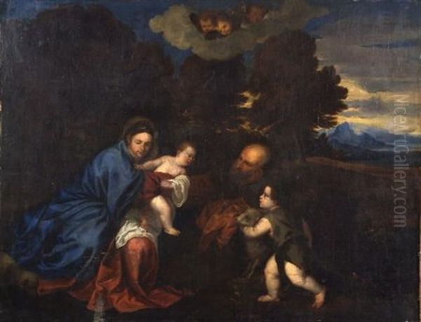 The Repose In Egypt Oil Painting by Polidoro De Renzi