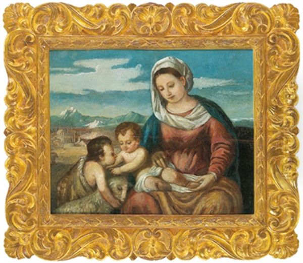 La Madonna Con Il Bambino E San Giovannino Oil Painting by Polidoro De Renzi