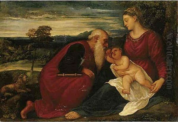 The Madonna And Child With Saint Mark Oil Painting by Polidoro De Renzi