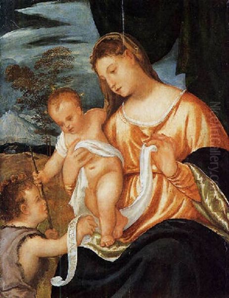 Madonna Con Bambino E San Giovannino Oil Painting by Polidoro De Renzi
