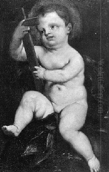 Infant Christ Holding The Cross Oil Painting by Polidoro De Renzi