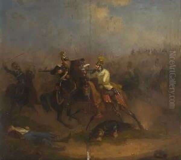 Radetzkys Truppen Und Reiter Des Konigreiches Sardinien-piemont Oil Painting by Ludwig Behringer