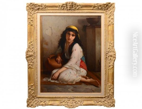 Seated Maiden Oil Painting by Charles Zacharie Landelle