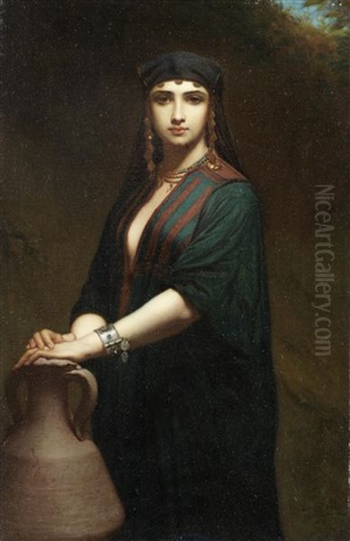 An Oriental Beauty Oil Painting by Charles Zacharie Landelle