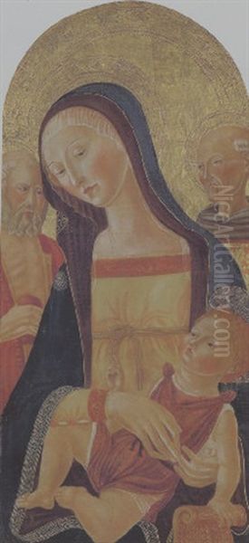 Madonna Mit Kind Und Zwei Heiligen Oil Painting by Neroccio di (Neroccio da Siena) Landi