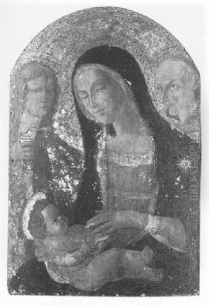 The Madonna And Child With Mary Magdalene And Saint Bernardino Oil Painting by Neroccio di (Neroccio da Siena) Landi