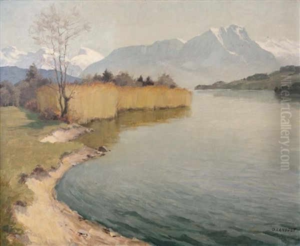 Luzern - Ausblick Vom Trottli Auf See Und Berge Oil Painting by Otto Landolt