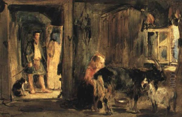 A Highland Bothy Oil Painting by Sir Edwin Henry Landseer
