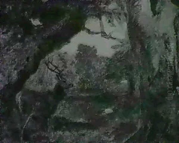 A View In Richmond Park With A Stag. Oil Painting by Sir Edwin Henry Landseer