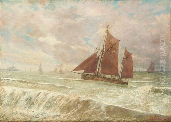 Retour Des Pecheurs Oil Painting by C. J. van Landuyt