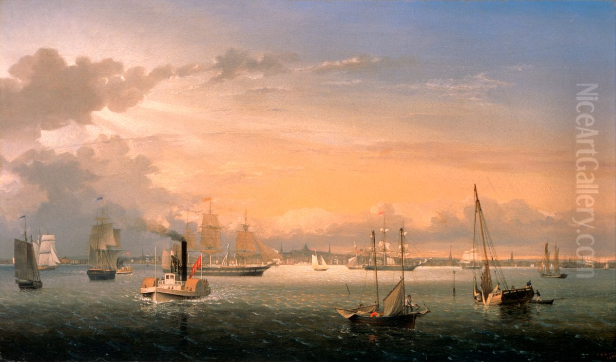 Boston Harbor Oil Painting by Fitz Henry Lane