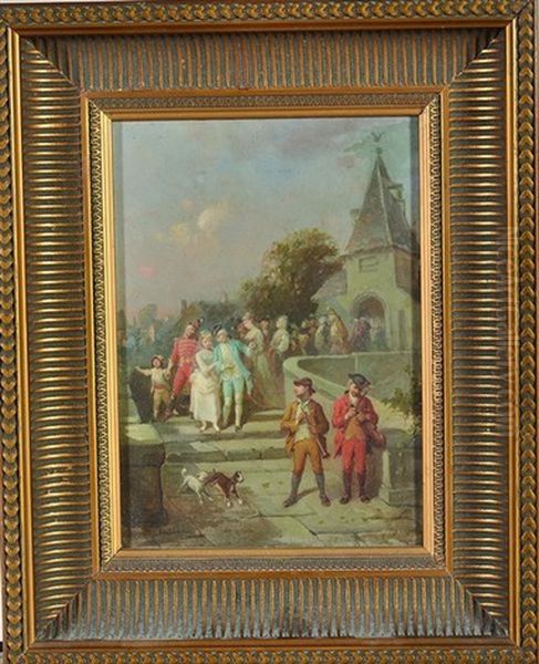 Sortie De La Messe De Mariage Oil Painting by Francois-Louis Lanfant
