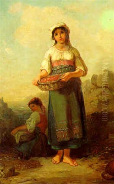 Jeunes Paysannes Oil Painting by Francois-Louis Lanfant