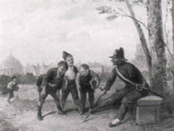 Der Kriegsveteran Und Die Schuljungen Oil Painting by Francois-Louis Lanfant