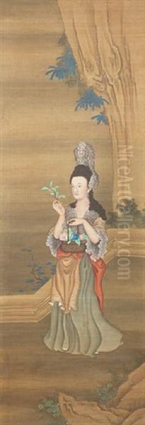 Elegant Court Ladies (+ Another; 2 Works) Oil Painting by  Lang Shining (Giuseppe Castiglione)