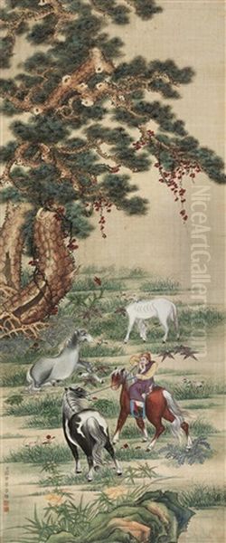 Untitled Oil Painting by  Lang Shining (Giuseppe Castiglione)