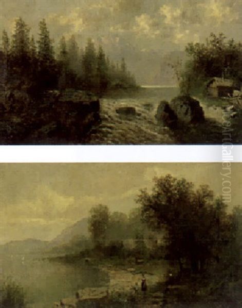 Bergbach Oil Painting by Albert Lang