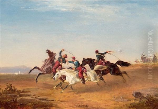 Reitergefecht Oil Painting by Heinrich Lang