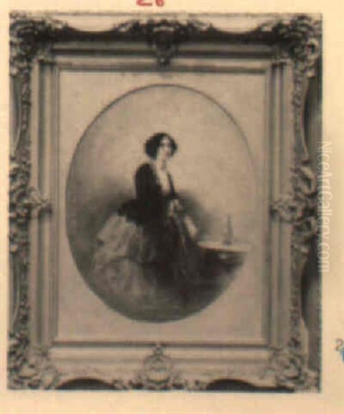 Portrait Of A Lady (the Artist's Wife?) Oil Painting by Louis Lang