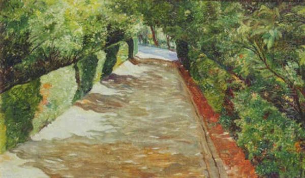 Le Park Josaphat, Brussels Oil Painting by Maurice Langaskens