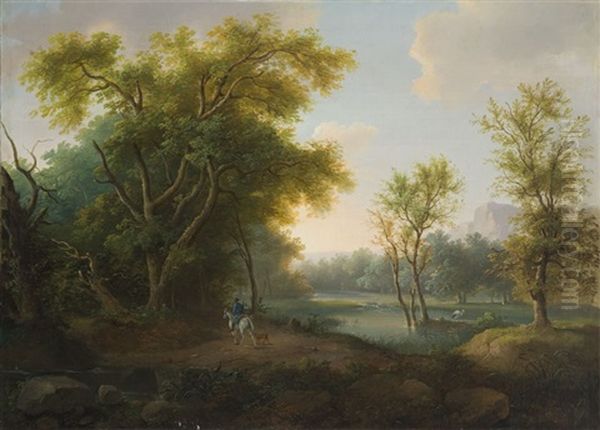 Landscape With A Hunter Oil Painting by Antoni Lange